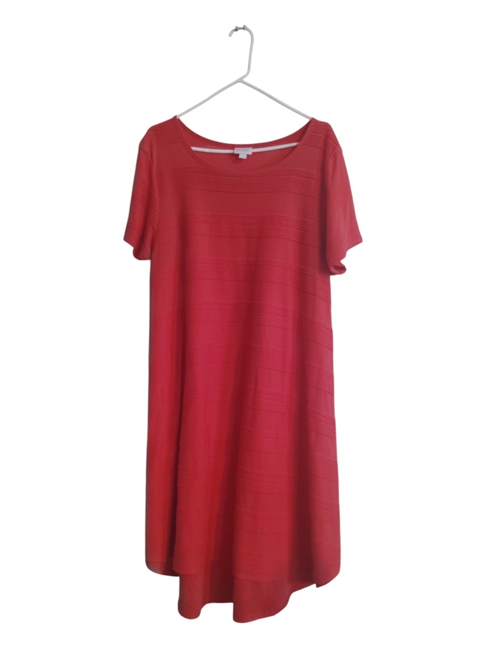 LuLaRoe Orangish Red Short-Sleeve Plus Size Womens 2xl Midi Dress Textured